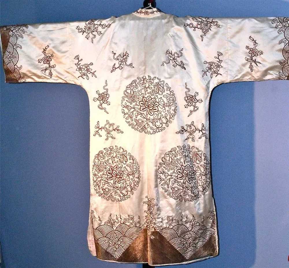 1920s Chinese Silk Kimono Coat - Gold-Metallic Th… - image 4