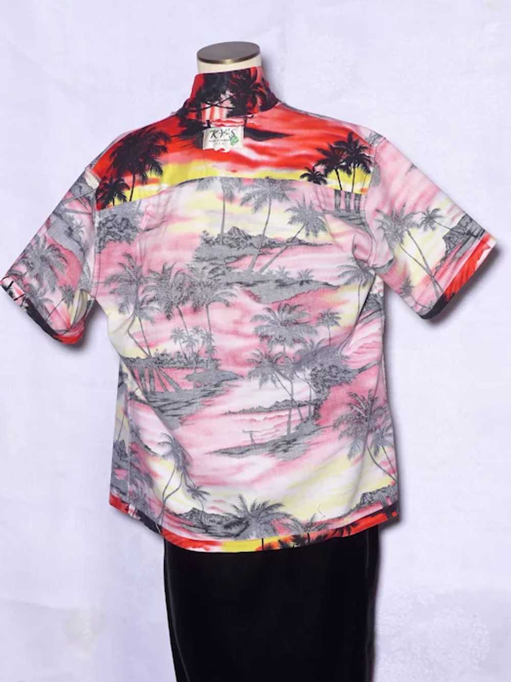 Hawaiian Sunset Print Aloha Shirt Ky's Made in Ha… - image 5