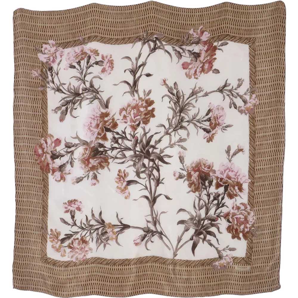 Ralph Lauren Silk Scarf Floral and Wicker Print 1… - image 1