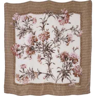 Ralph Lauren Silk Scarf Floral and Wicker Print 1… - image 1