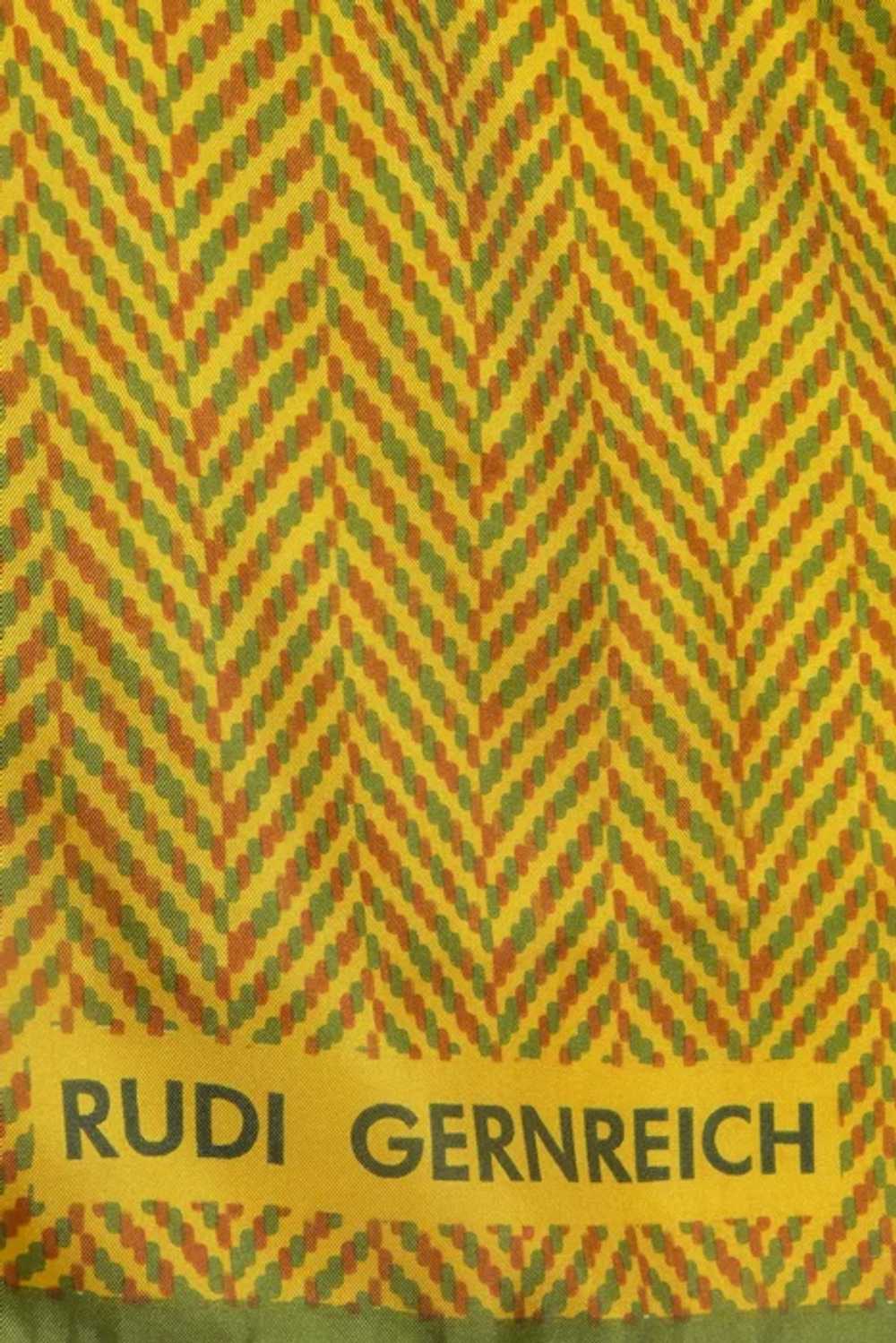 Vintage 1960s Rudi Gernreich Silk Scarf Green/Gol… - image 2