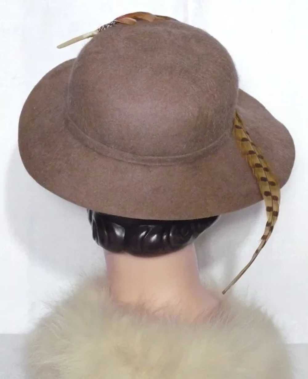 Vintage 1950s New Era Hats Taupe Fur Felt and Phe… - image 3