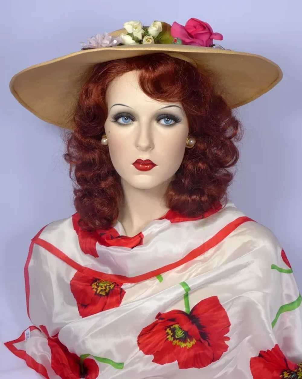 Vintage 1950s Mia Pyrreck Straw Floral Picture Hat - image 9
