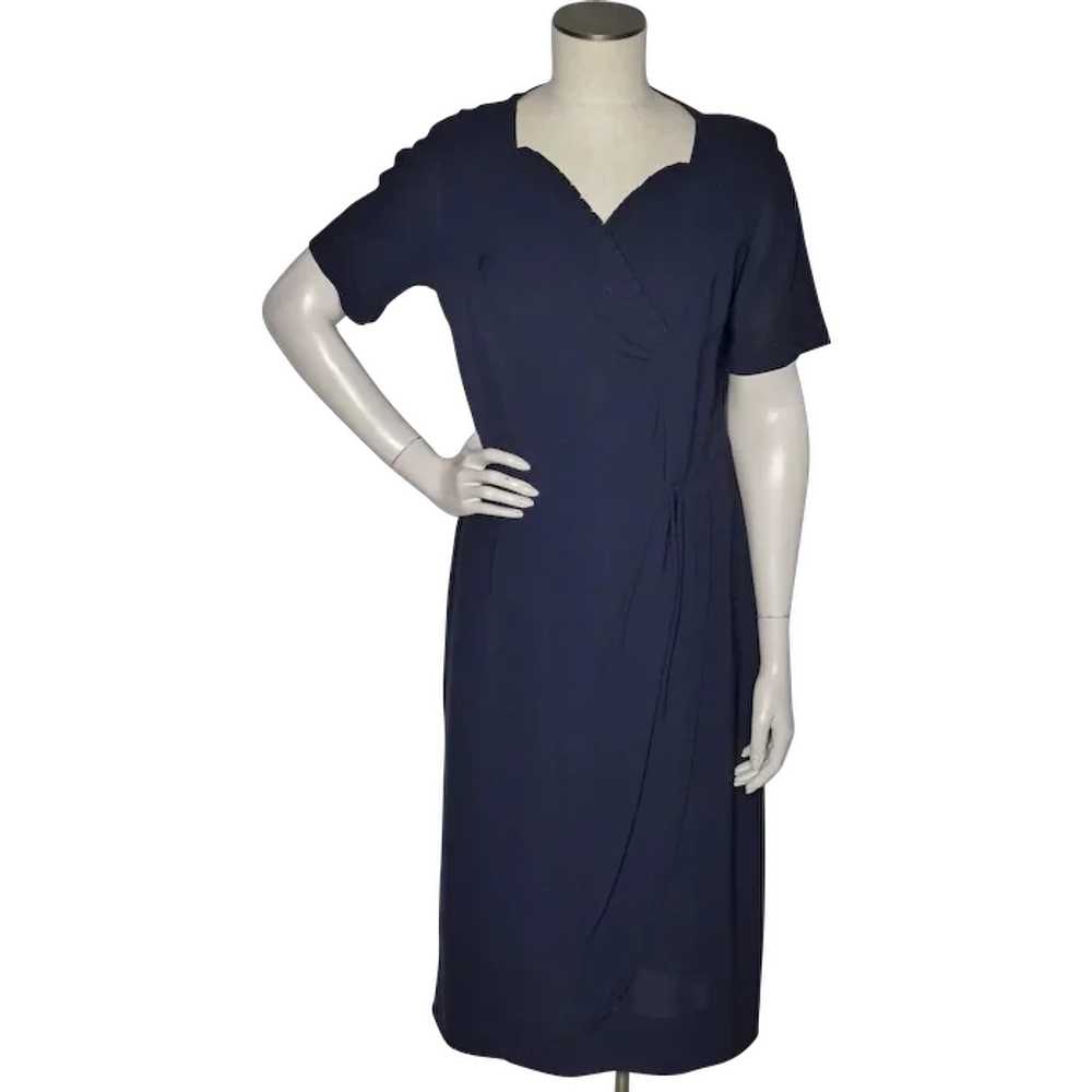 Vintage 1950s Radiant Exclusive Navy Blue Rayon C… - image 1
