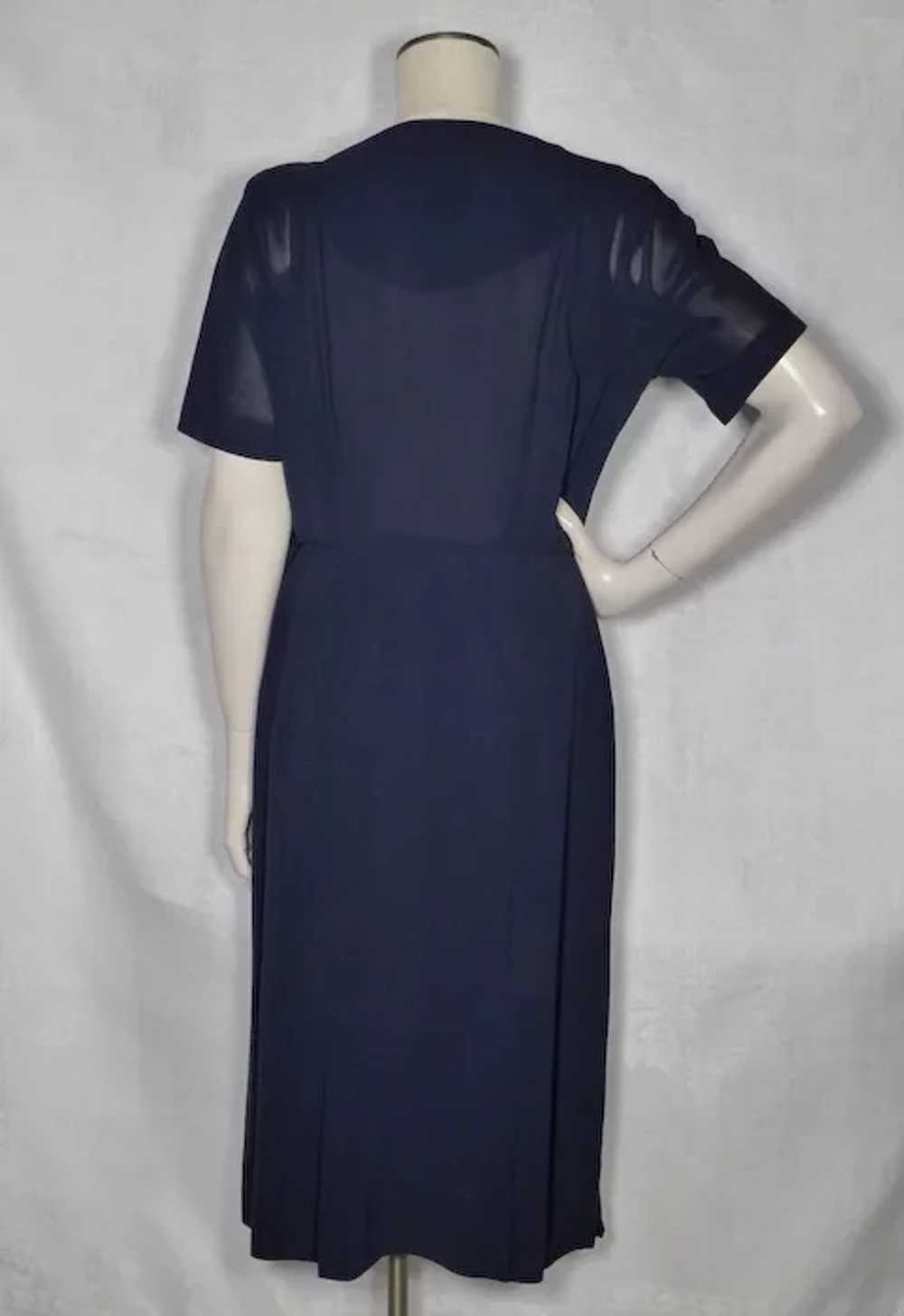 Vintage 1950s Radiant Exclusive Navy Blue Rayon C… - image 3