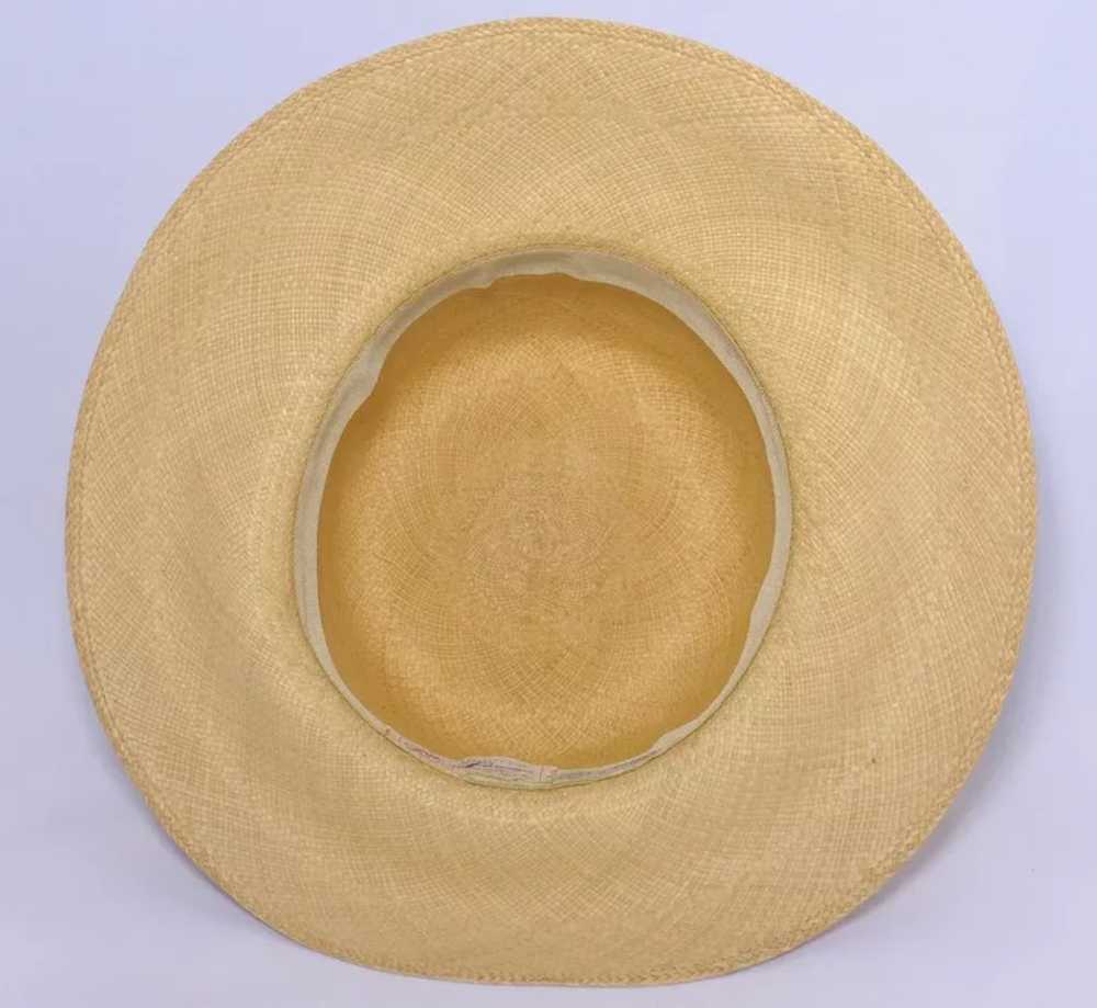 Vintage 1960s Genuine Panama Hat Yellow Hatband - image 7