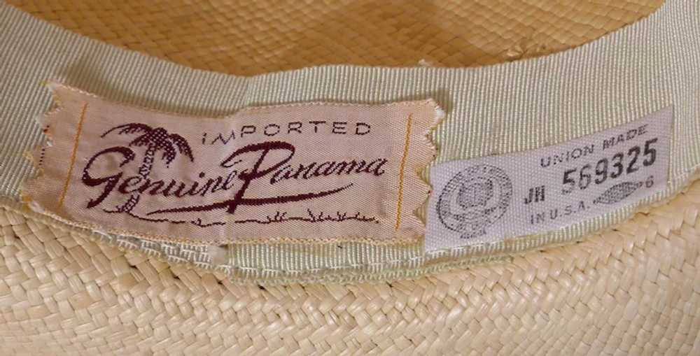 Vintage 1960s Genuine Panama Hat Yellow Hatband - image 9