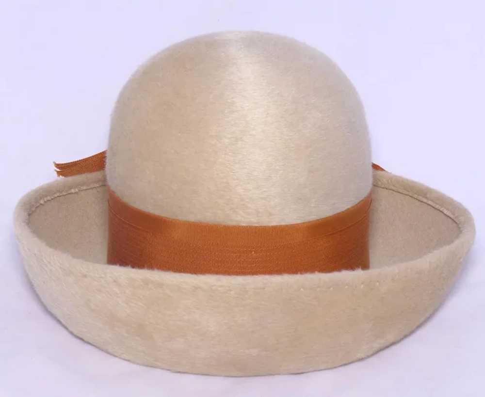Vintage 1960s Beige Fur Felt Breton Hat by Winner… - image 5