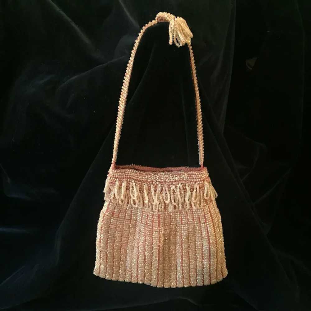 1920s Dainty Glass Bead Crochet Flapper Handbag - image 2