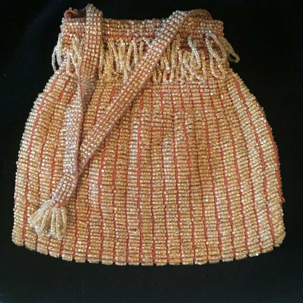 1920s Dainty Glass Bead Crochet Flapper Handbag - image 3