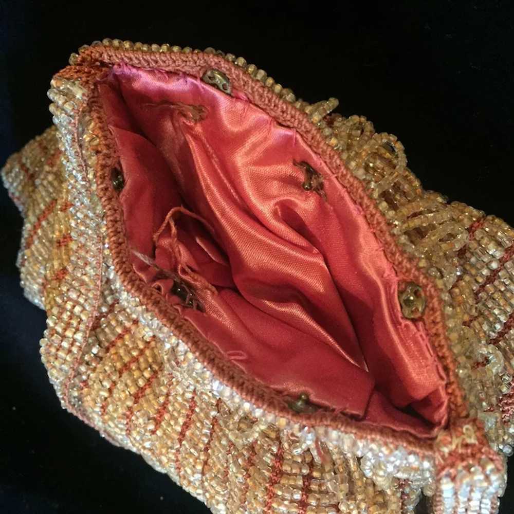1920s Dainty Glass Bead Crochet Flapper Handbag - image 4