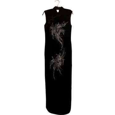 Vintage Black Velvet/Nylon Dress - image 1