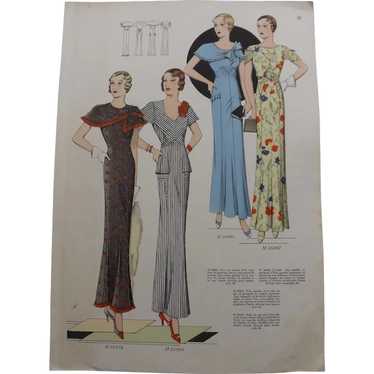 Original French Fashion Pages x Five - Early 1930'