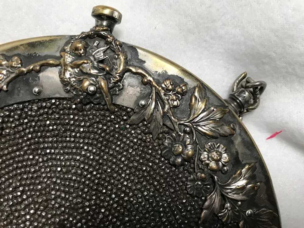 Circular Metal Beaded Purse with Floral Frame - image 2
