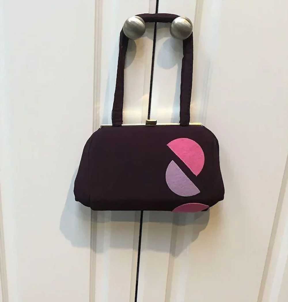 Vintage "Funky" Geometric Purple Handbag - image 7