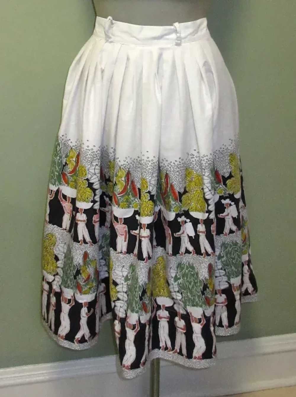 Vintage Border Print Skirt, 1950's Jitterbug Skir… - image 2