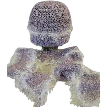 Womens Lavender Hand knit hat and scarf - image 1
