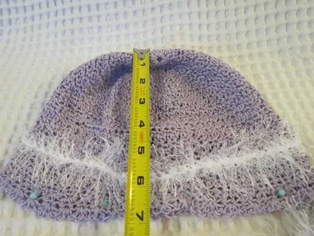Womens Lavender Hand knit hat and scarf - image 5