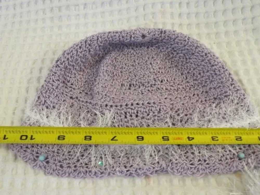 Womens Lavender Hand knit hat and scarf - image 6