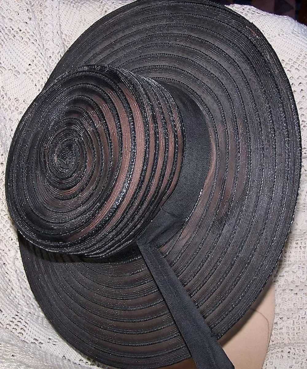 Vintage 1950's Black Wide Brim Hat - image 2