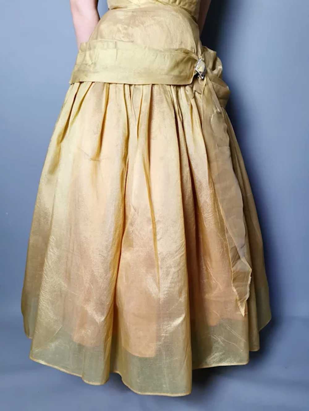 Vintage 50s gold halterneck dress, party frock, p… - image 6