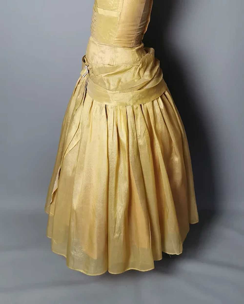 Vintage 50s gold halterneck dress, party frock, p… - image 9