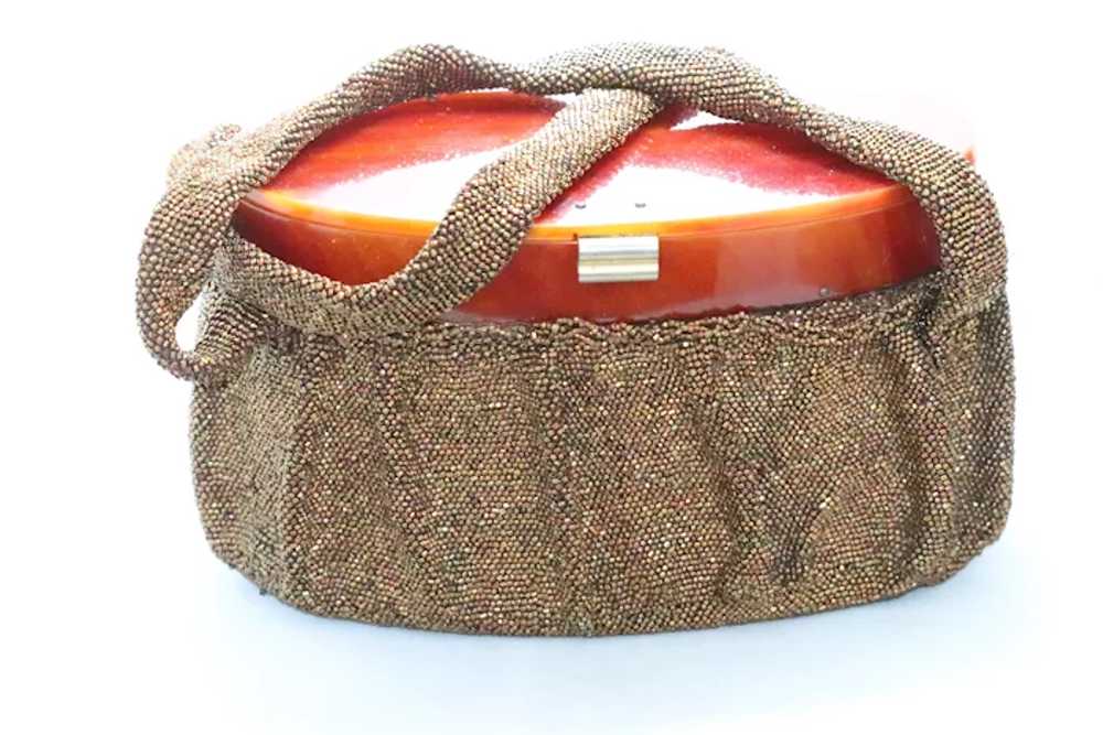 Vintage Beaded Bakelite Stone Bag Circa 1940's - image 2