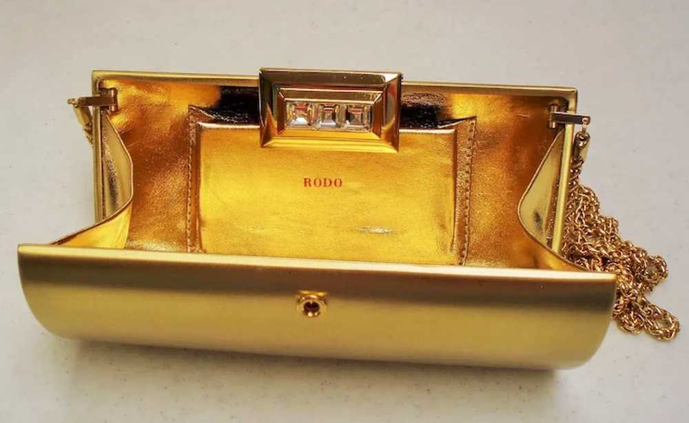 Vintage Rodo Italy Gold Hard Case Minaudiere Clut… - image 9