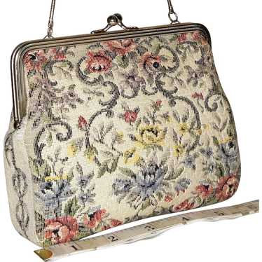 Vintage 1950's Tapestry Floral Evening Bag from W… - image 1