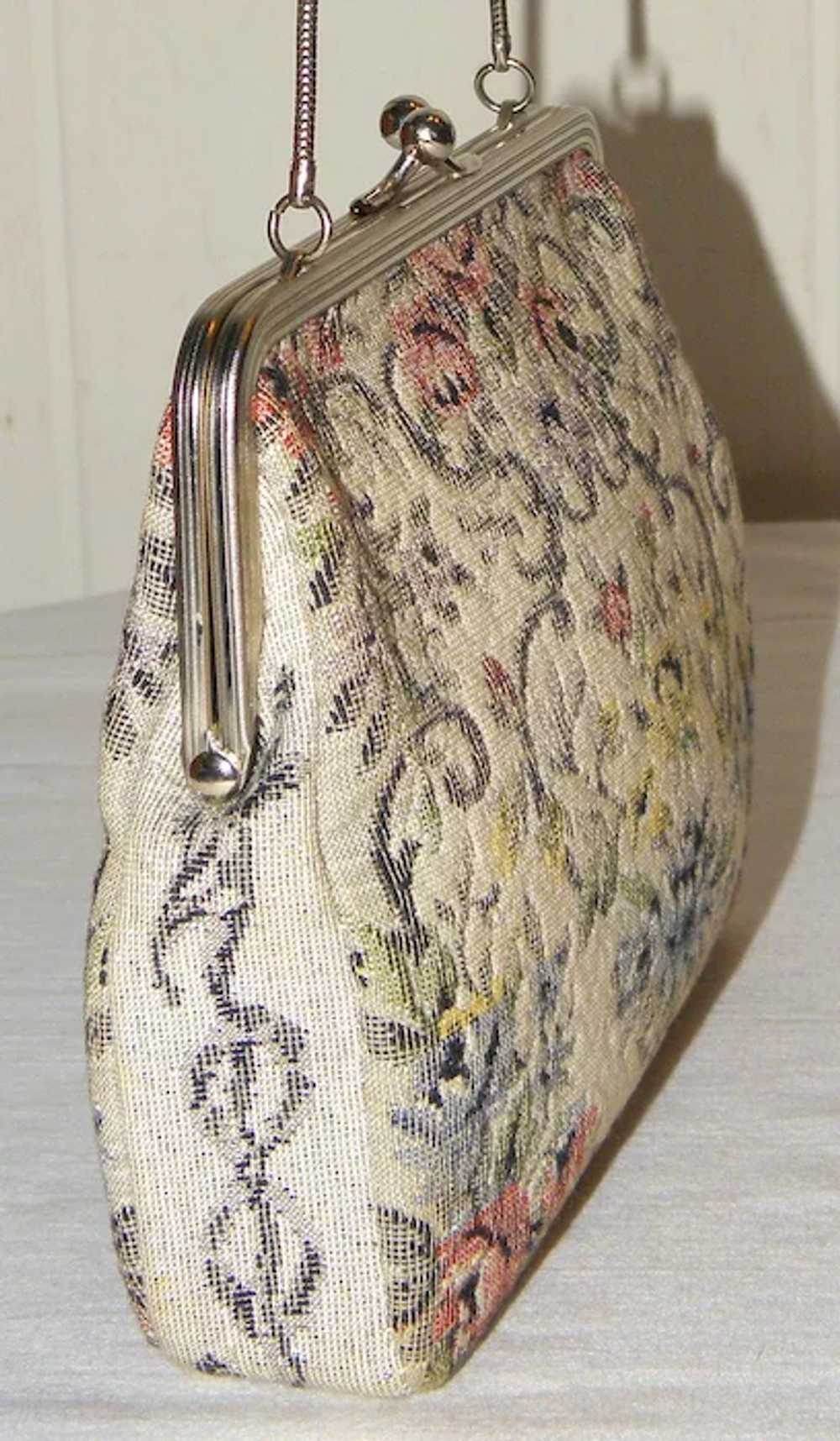 Vintage 1950's Tapestry Floral Evening Bag from W… - image 2