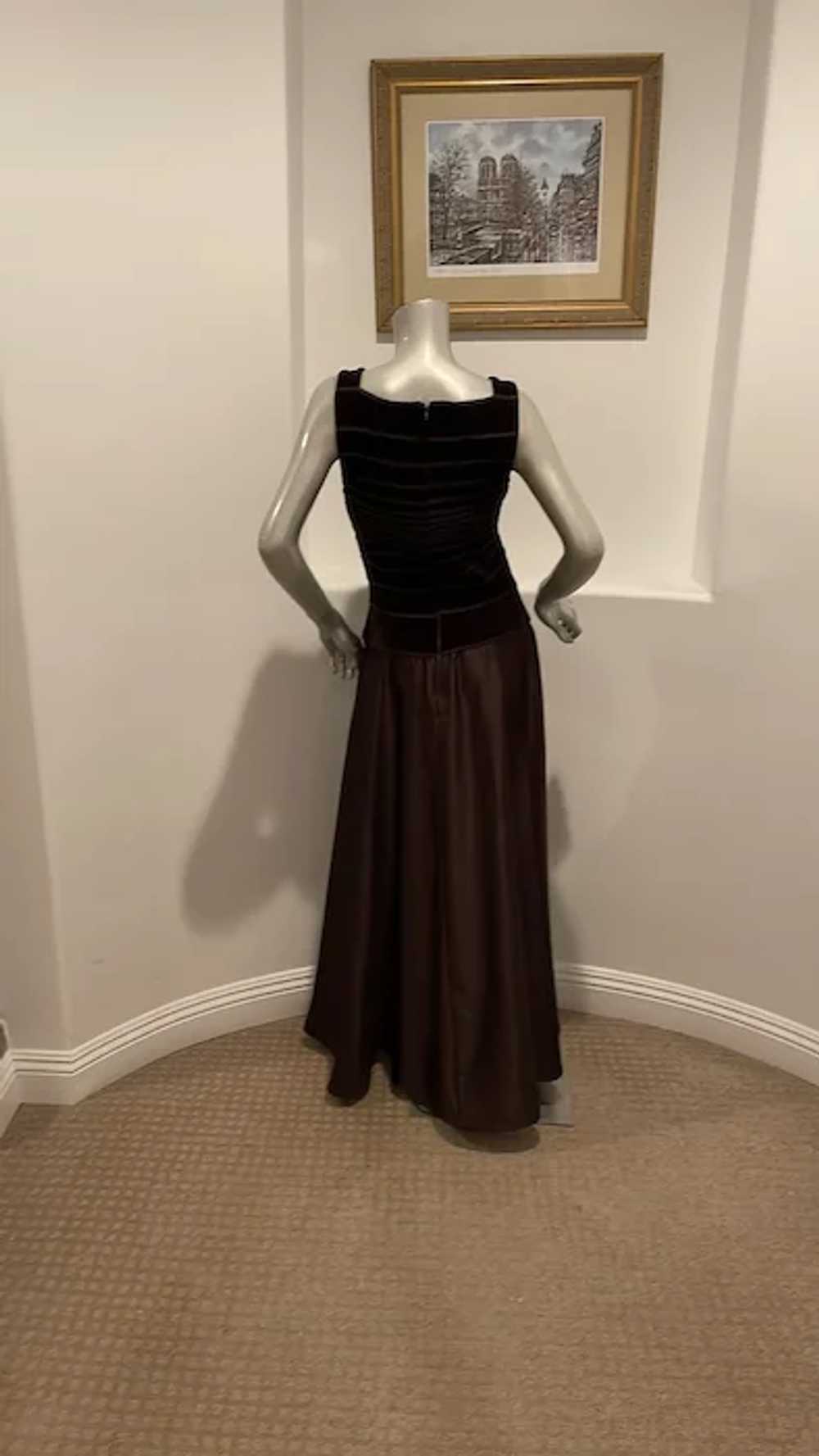 Vintage 1990’s Tadashi Velvet/Satin Brown Gown - image 11