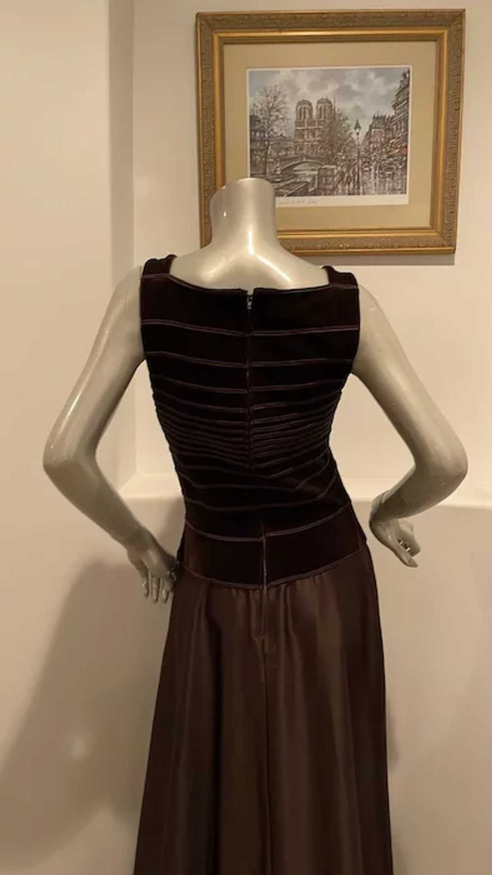 Vintage 1990’s Tadashi Velvet/Satin Brown Gown - image 7