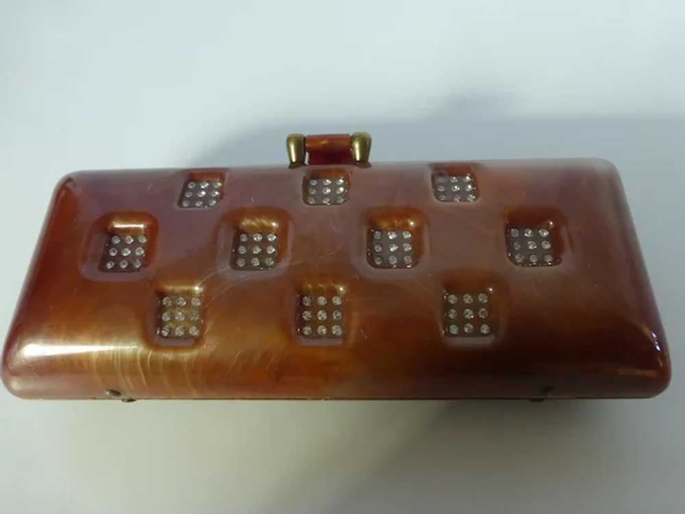 1950s Lucite Baguette Clutch Purse withRhinestone… - image 2