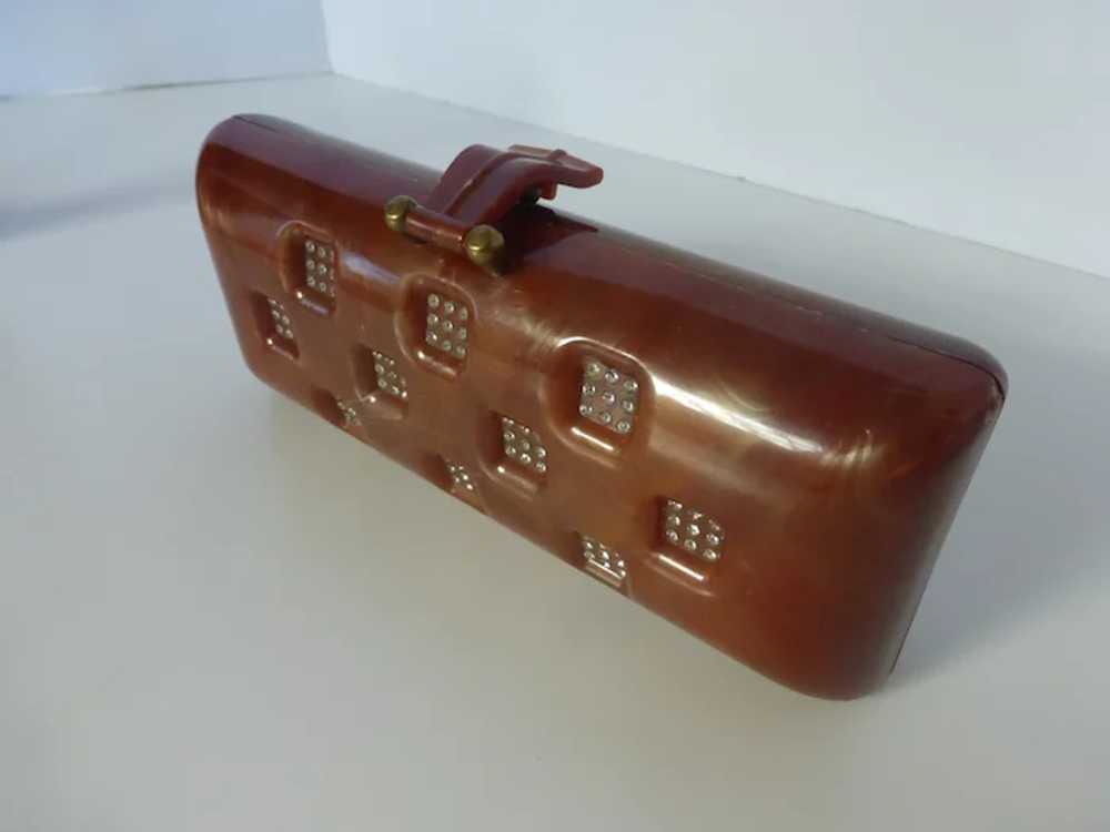 1950s Lucite Baguette Clutch Purse withRhinestone… - image 3