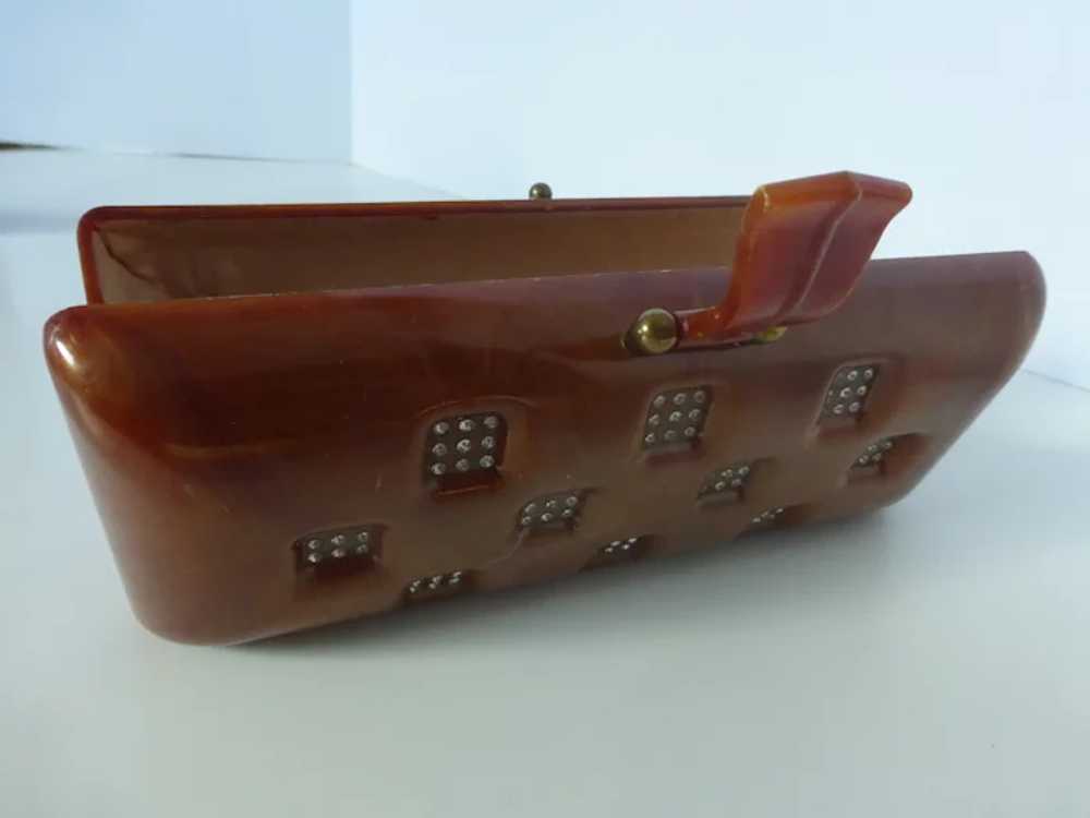 1950s Lucite Baguette Clutch Purse withRhinestone… - image 4