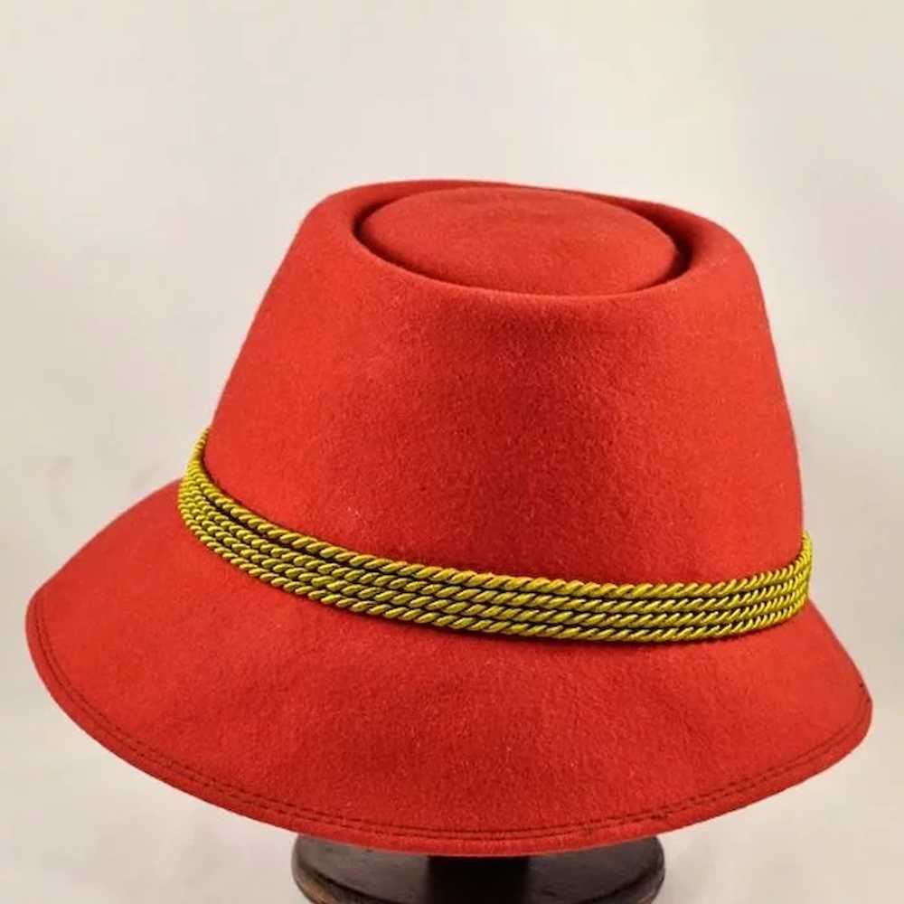 Vibrant Tschler Cloche in Ruby-Red Wool - image 5