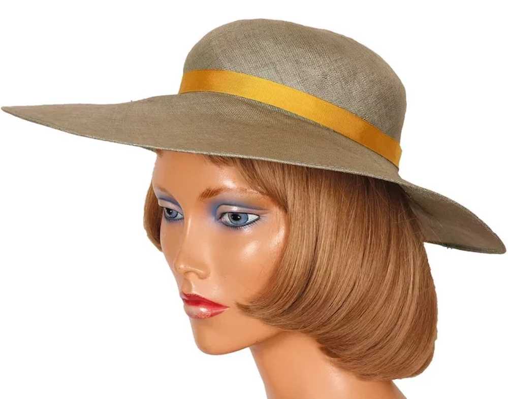 1980s Green Straw Hat Wide Brim Peter Bettley - image 5