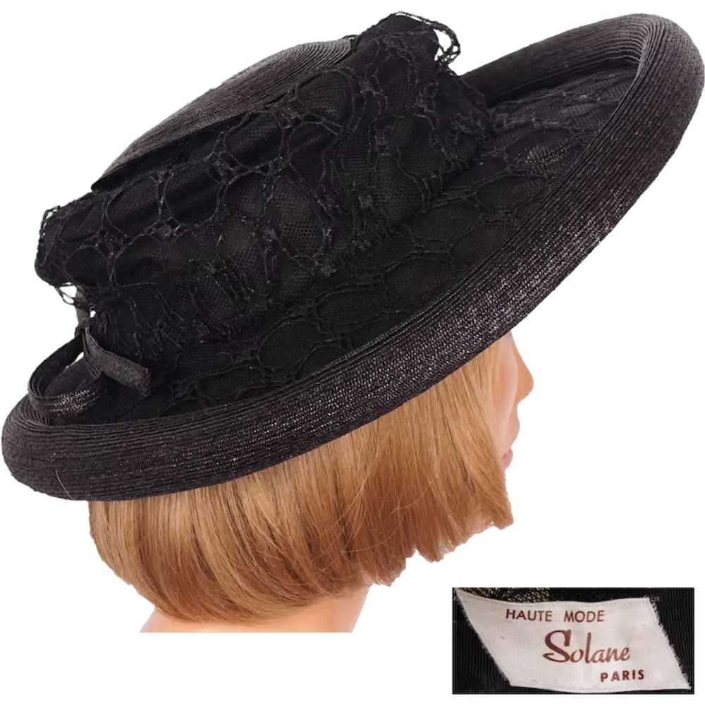 Vintage 50s Wide Brim Milan Straw Hat Haute Mode … - image 1