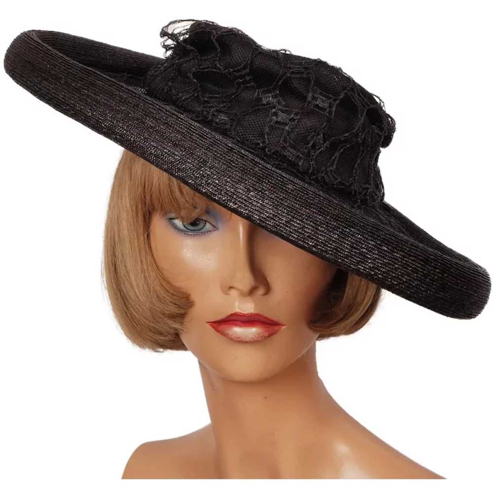 Vintage 50s Wide Brim Milan Straw Hat Haute Mode … - image 3