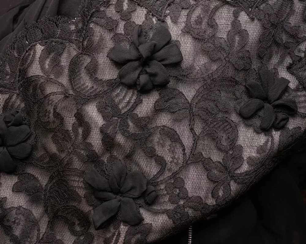 1960s Black Chiffon & Lace Dress - S - image 7