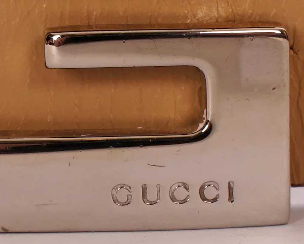 Vintage 70s Gucci Leather Belt with Modernist Buc… - image 3