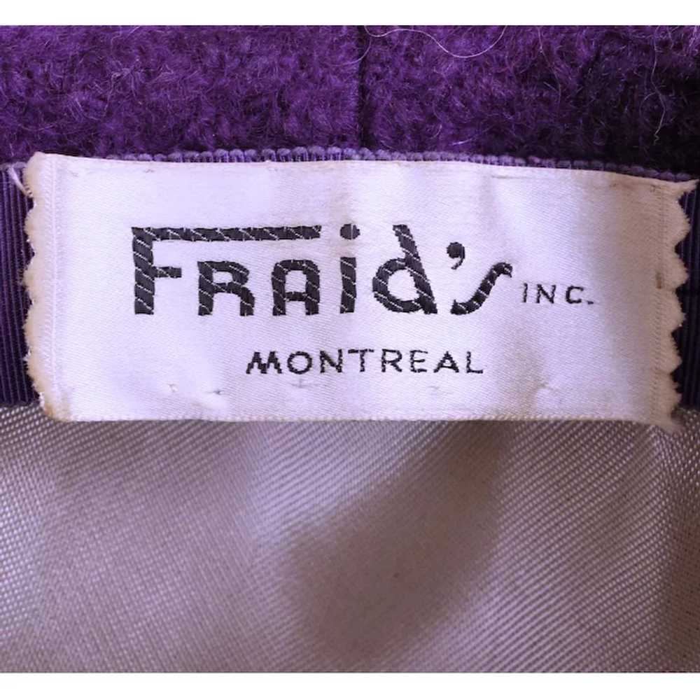 Vintage 60s Mod Purple Wool Pillbox Hat Ladies Si… - image 4