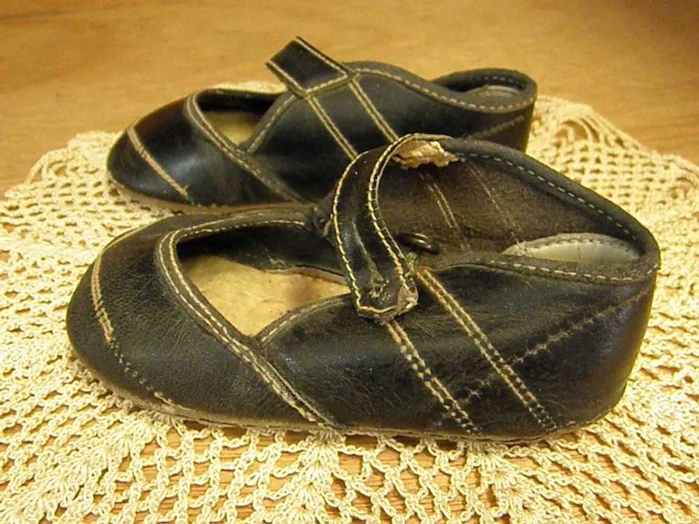 Precious Black Leather Baby Shoes - image 4