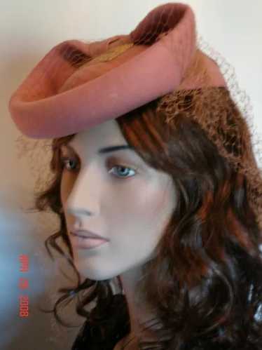 Sophisticated 1940's Vintage Hat with Matching Vei