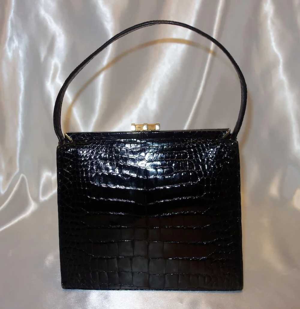 Vintage Lucille De Paris Black Alligator Handbag - image 3
