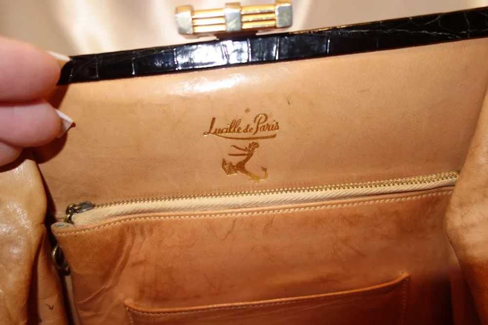 Vintage Lucille De Paris Black Alligator Handbag - image 9
