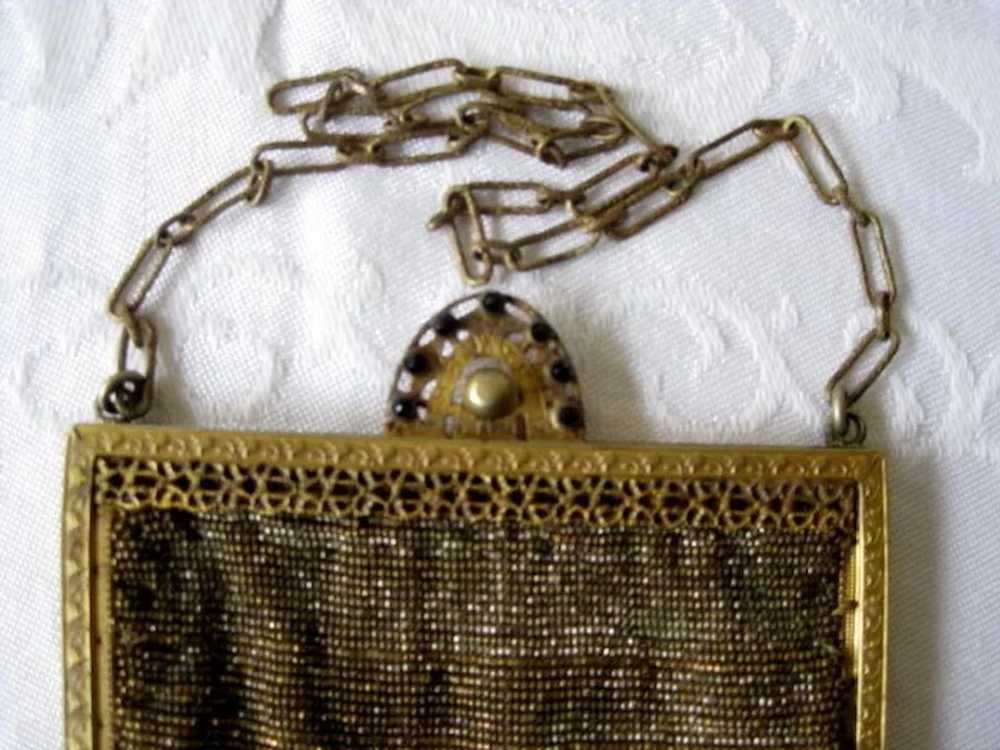 Antique Gold Glass Beaded Victorian Purse with Fr… - image 7