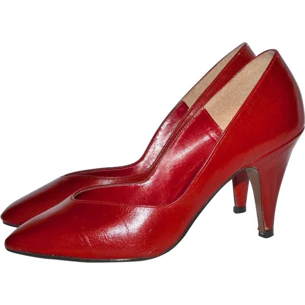 1960s Donaire ~ Red Kidskin Leather Heels - image 1