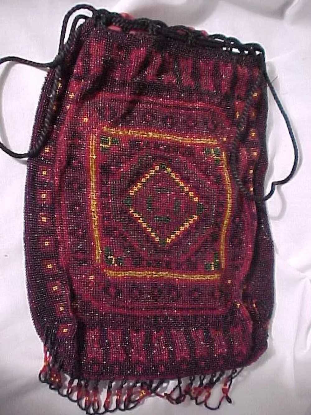 Beaded Bag with Indian Motif - image 1