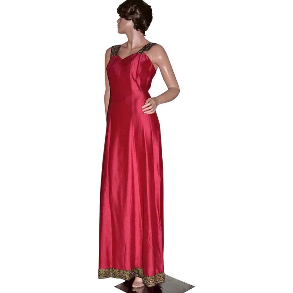 Bianchi Designer Ornate Christmas Red Maxi Gown - image 1